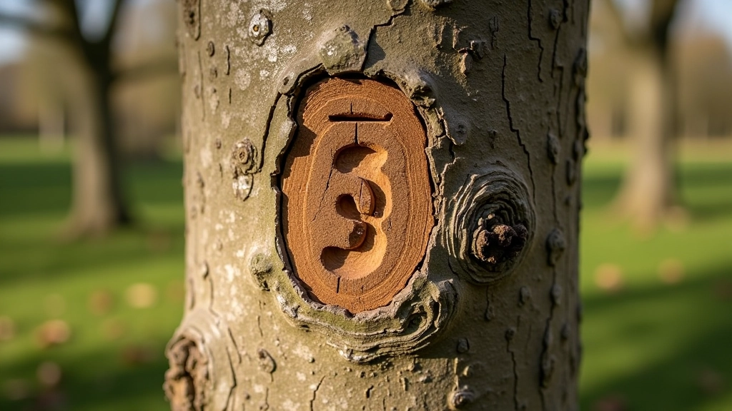 Close-up detail of the famous autograph tree showing carved initials and natural bark texture of ancient beech