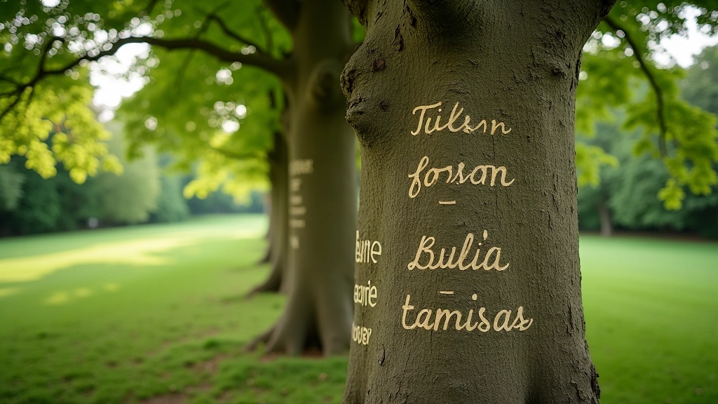 Coole Park beech tree with carved signatures of famous literary figures