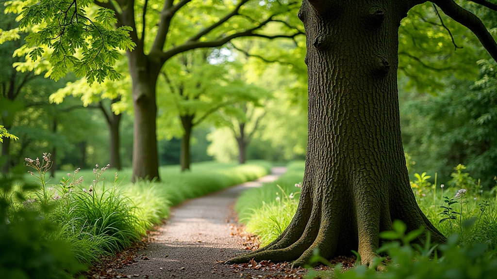 Coole Park woodland path leading to famous beech tree with carved literary signatures