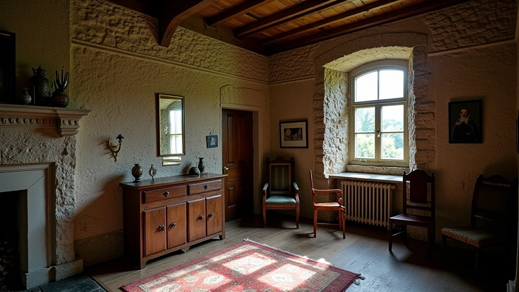 Interior of historic Irish heritage building with stone architecture