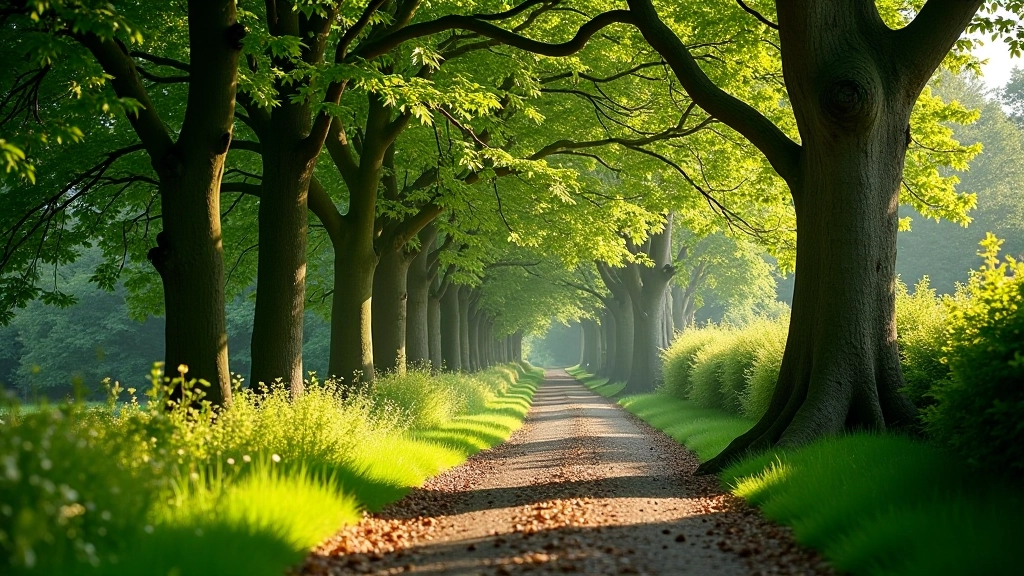Woodland path leading to historic beech tree at Coole Park